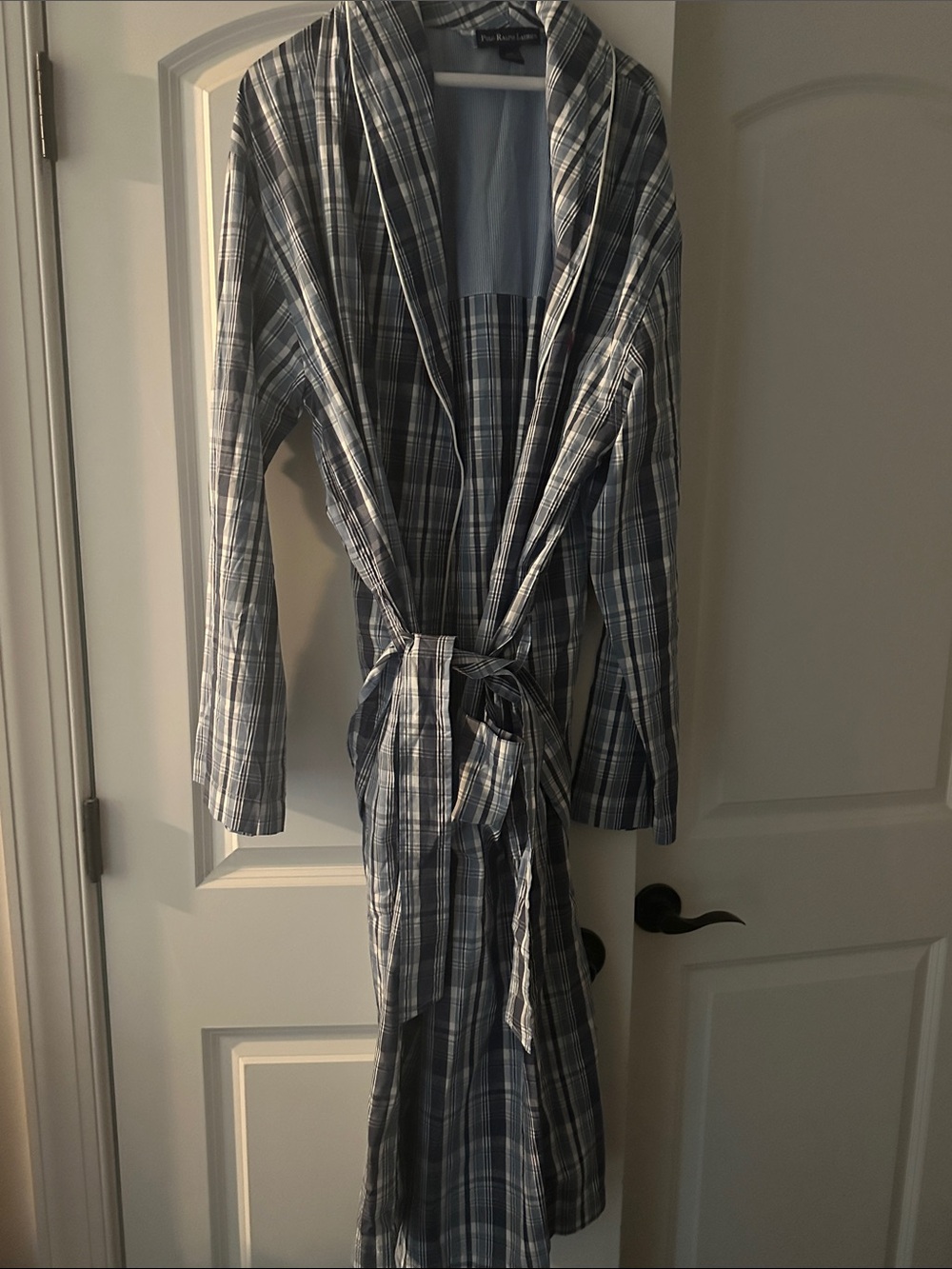 Polo by Ralph Lauren Blue and White Plaid Robe